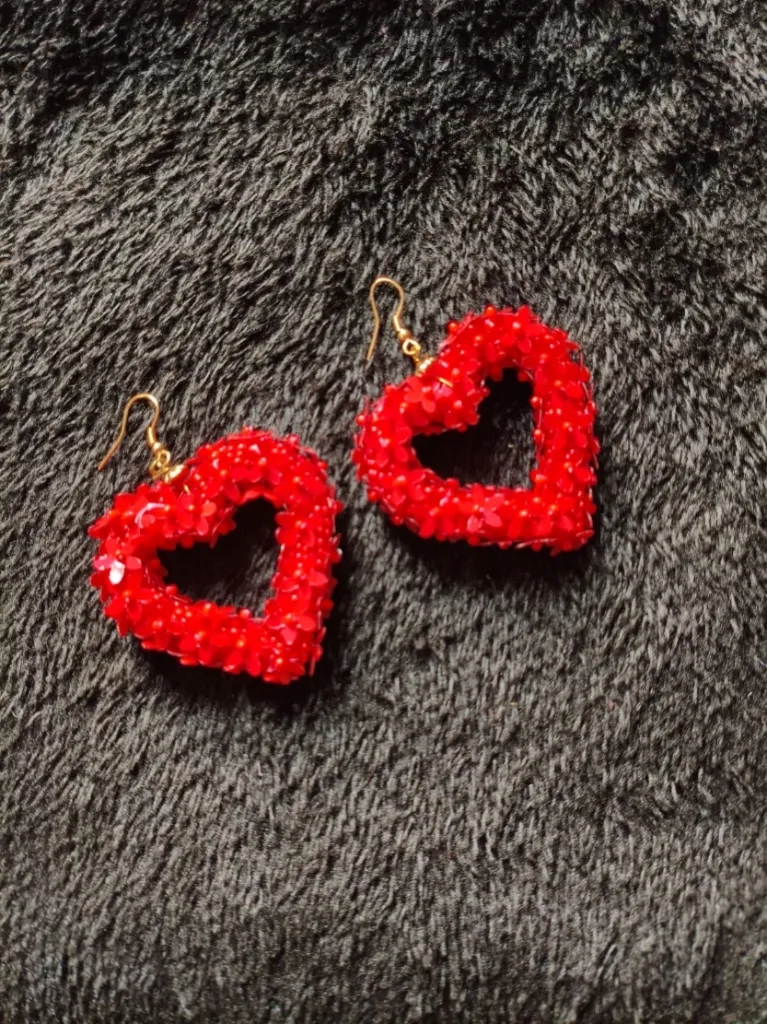 Handmade Flower Heart hoops