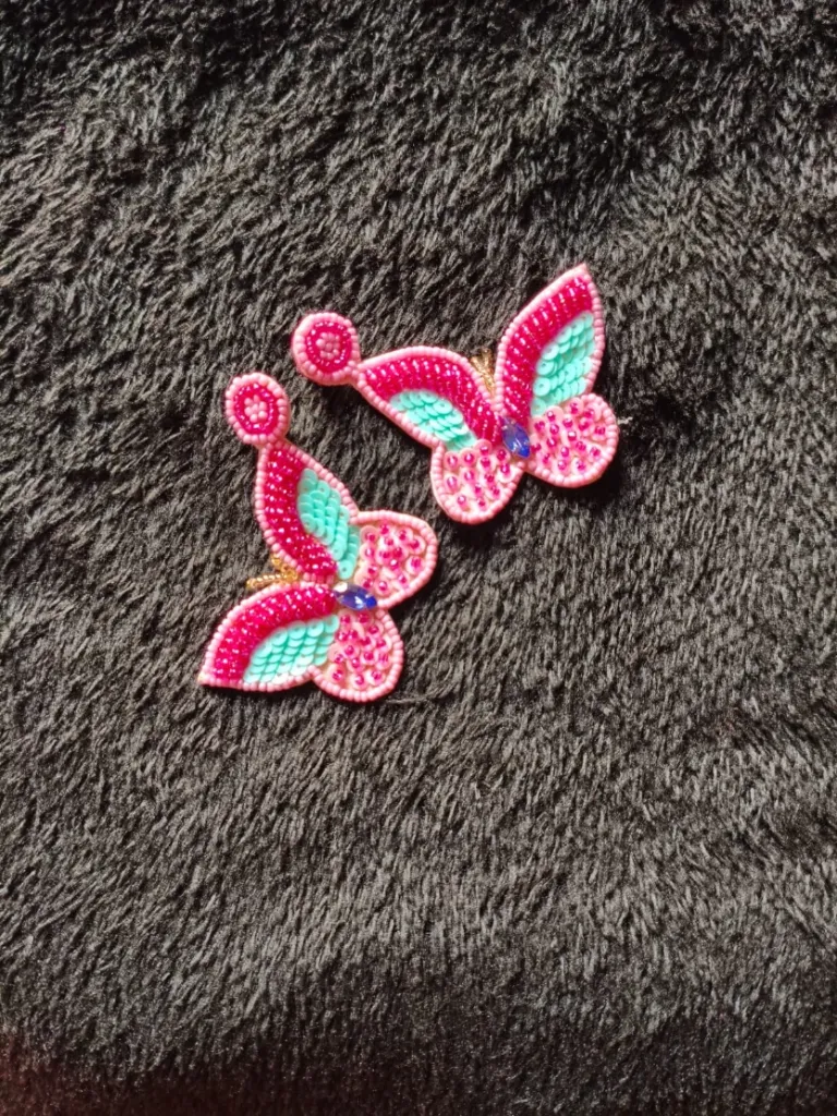 Handmade Pink Butterfly Earning
